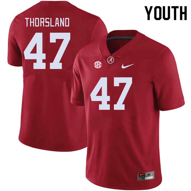 Youth #47 Adam Thorsland Alabama Crimson Tide College Footabll Jerseys Stitched-Crimson